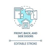 Front, back and side doors blue concept icon vector