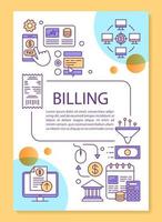 Billing service poster template layout. Cash free transaction, savings system. Banner, booklet, leaflet print design with linear icons. Vector brochure page layouts for magazines, advertising flyers