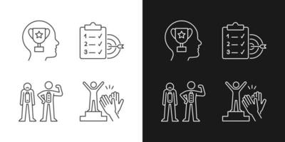 Intrinsic motivation linear icons set for dark and light mode vector