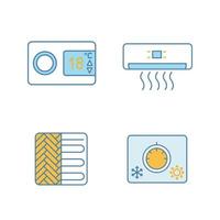 Air conditioning color icons set vector