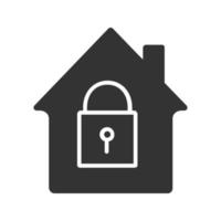 icono de glifo de casa bloqueada. símbolo de silueta de privacidad. protección del hogar. espacio negativo. vector ilustración aislada