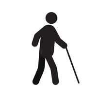 Blind, eyeless person silhouette icon. Disabled, invalid. With restricted physical abilities. Isolated vector illustration