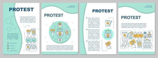 Public protest brochure template layout. Civil disobedience flyer, booklet, leaflet print design with linear illustrations. Vector page layouts for magazines, annual reports, advertising posters