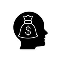 Money reward black glyph icon vector