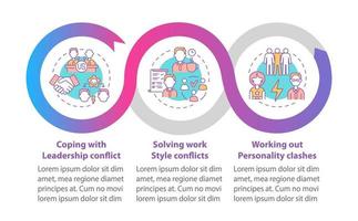 Resolving team conflicts vector infographic template