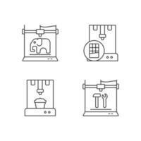 3d printed physical objects linear icons set vector