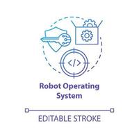 Robot operating system blue gradient concept icon. Robotics software idea thin line illustration. Information technologies and innovative programming. Vector isolated outline drawing. Editable stroke