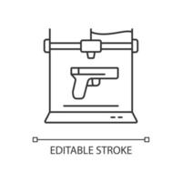 3d firearms printing linear icon vector