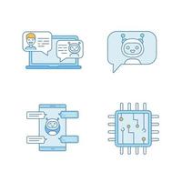 Chatbots color icons set vector