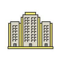 Multi-storey building color icon. Tower block. Isolated vector illustration
