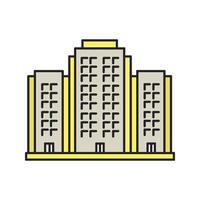 Multi-storey building color icon. Tower block. Isolated vector illustration