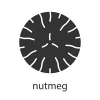 Nutmeg glyph icon. Mace spice. Silhouette symbol. Flavoring, seasoning. Negative space. Vector isolated illustration