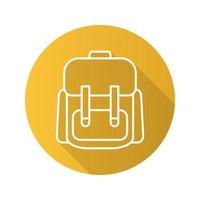 Schoolbag flat linear long shadow icon. Student's backpack. Vector outline symbol