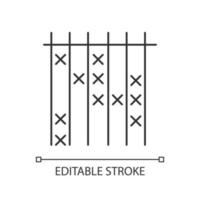 Survey data linear icon. Cross on checklist. Info analysis. Answer poll. Answer blank. Questionnaire form. Thin line illustration. Contour symbol. Vector isolated outline drawing. Editable stroke