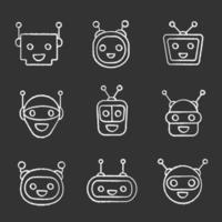 Chatbots chalk icons set vector