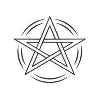 Pentagram linear icon. Thin line illustration. Occult ritual pentacle. Devil star. Satanic cult, wiccan and pagan symbol. Witchcraft, esoteric sign. Vector isolated outline drawing. Editable stroke