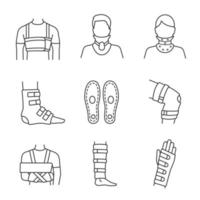 Trauma treatment linear icons set vector