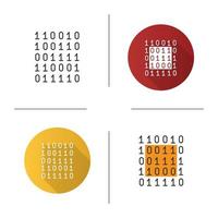 Binary code icon. Flat design, linear and color styles. Digital data. Computing. Isolated vector illustrations