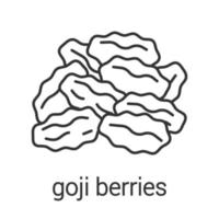 Dried goji berries linear icon. Raisins. Thin line illustration. Flavoring, seasoning. Contour symbol. Vector isolated outline drawing
