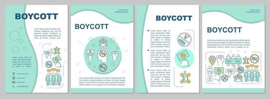 Boycott brochure template layout. Consumer activism flyer, booklet, leaflet print design with linear illustrations. Protest vector page layouts for magazines, annual reports, advertising posters