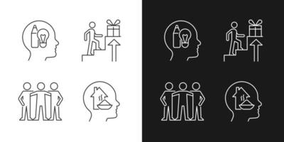 Motivational boosters linear icons set for dark and light mode vector