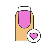 French manicure with heart shape color icon. Favorite manicure type. Isolated vector illustration