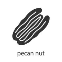 Pecan nut glyph icon. Silhouette symbol. Negative space. Vector isolated illustration