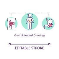 Gastrointestinal oncology concept icon. Intestine cancer treatment idea thin line illustration. Tumor research. Sickness diagnostic. Vector isolated outline RGB color drawing. Editable stroke