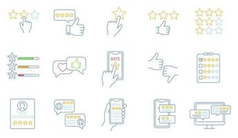 Rating color icons set vector