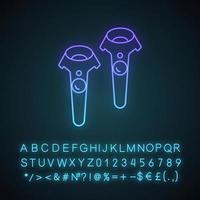 VR wireless controllers neon light icon vector