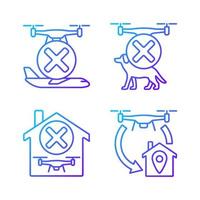Drone instruction gradient linear vector manual label icons set