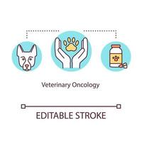 Veterinary oncology concept icon. Cancer treatment idea thin line illustration. Animals illness diagnostic. Skin tumors. Veterinary medicine. Vector isolated outline RGB color drawing. Editable stroke