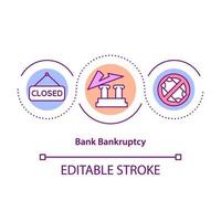 Bank bankruptcy concept icon vector