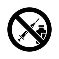 Drugs and pills prohibition sign glyph icon vector