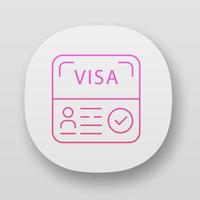 iniciar el icono de la aplicación visa. permiso de residencia temporal. documento de viaje. inmigración. visa de empresarios extranjeros. aplicaciones web o móviles. ilustraciones vectoriales aisladas vector