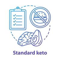 Standart keto blue gradient concept icon. Ketogenic diet idea thin line illustration. Low carb nutrition. Healthy food, meal. Healthcare, lifestyle. Vector isolated outline drawing