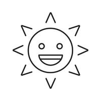 Laughing sun smile linear icon. Good mood. Happy sun face with smile. Thin line illustration. Summertime contour symbol. Vector isolated outline drawing