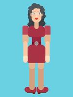 woman in claret dress flat drawing style vector