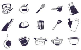 selection of everything for the kitchen doodles drawings vector