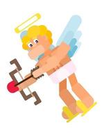 cheerful flat cupid flies with arrows and bow vector