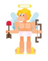 flat cupid man with arrow and bow vector