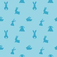 turquoise seamless pattern rabbits silhouettes new vector