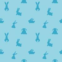 turquoise seamless pattern rabbits silhouettes new vector