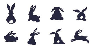 siluetas de conejos y liebres en un blanco nuevo vector