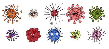 funny characters microbes and viruses. new vector