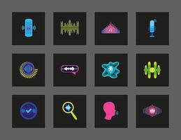 voice recognition icons vector