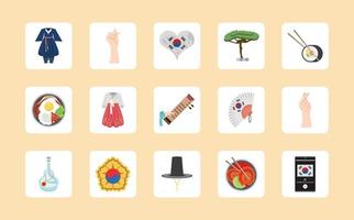 set icons of korea vector