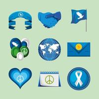 conjunto de iconos de paz azul vector