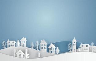 Beautiful Cut Paper Winter Scenery Background vector