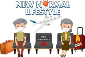 New normal lifestyle with old couple travelling vector